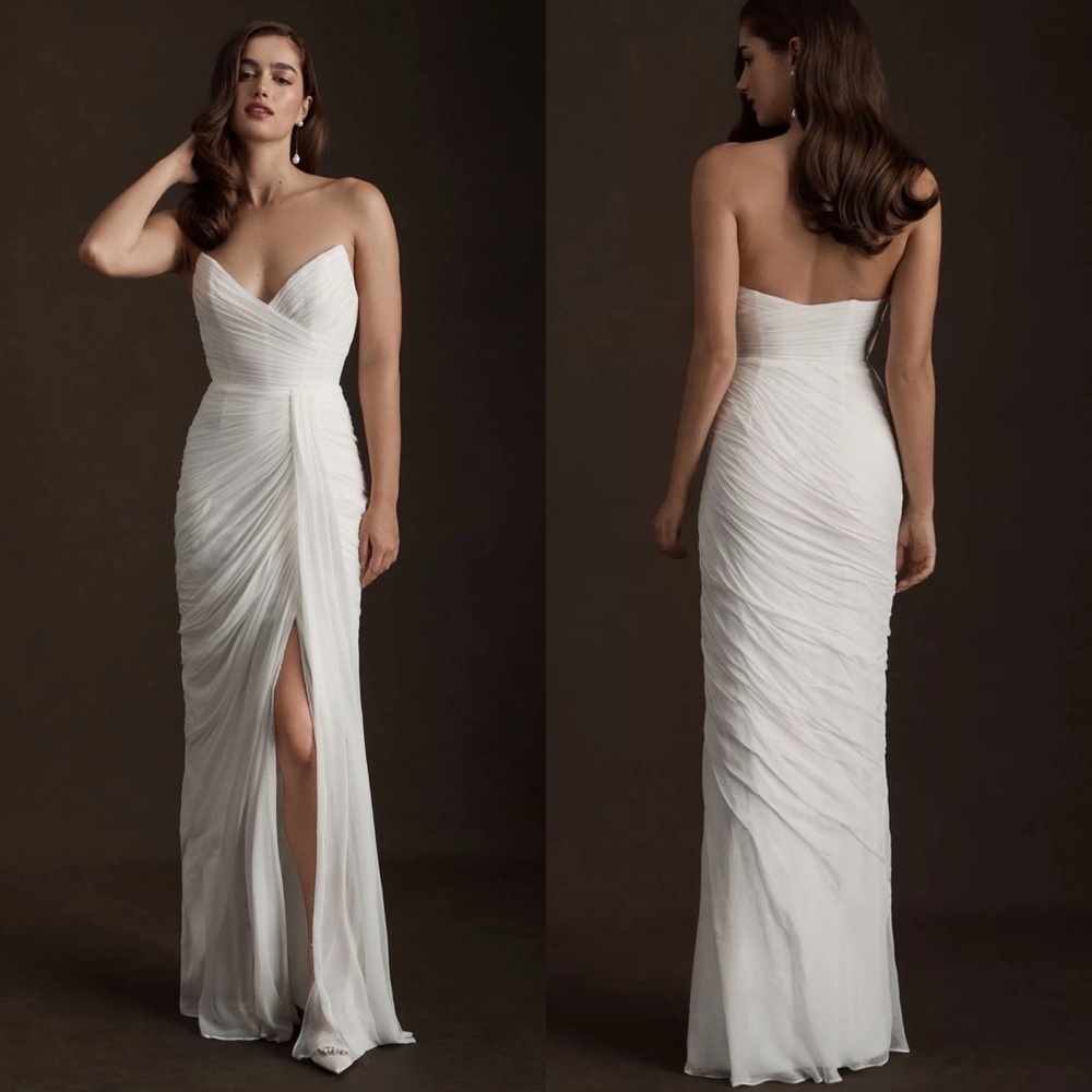 WATTERS Lupine Strapless Sweetheart Mesh Sheath Wedding Gown – Size 0 - Picture 2 of 11